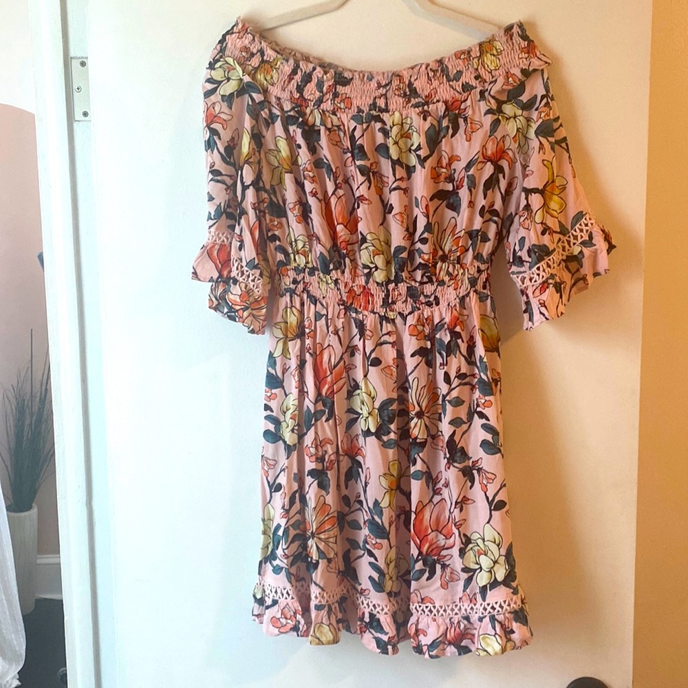 Light Pink Floral Off-Shoulder Dress
